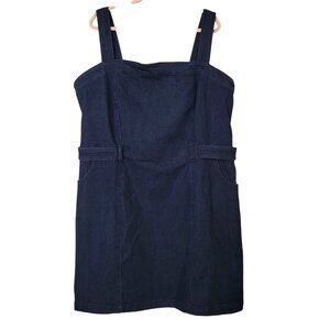 Jessica Simpson Denim Overall Dress 3X Plus Size With Pockets & Smocked Back